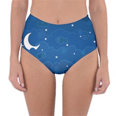 Sky Night Moon Clouds Crescent Reversible High-waist Bikini Bottoms by Proyonanggan