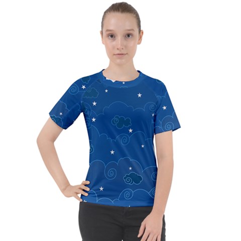 Sky Night Moon Clouds Crescent Women s Sport Raglan T-shirt by Proyonanggan