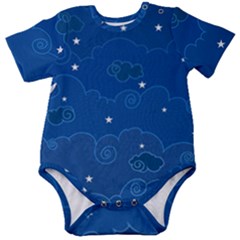Sky Night Moon Clouds Crescent Baby Short Sleeve Bodysuit by Proyonanggan