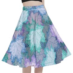 Leaves Glitter Background Winter A-line Full Circle Midi Skirt With Pocket by Proyonanggan