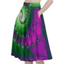 Fractal Spiral Purple Art Green Art A-Line Full Circle Midi Skirt With Pocket View2