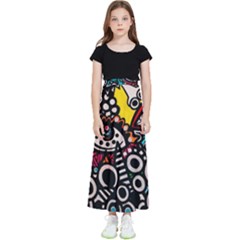 Multicolored Abstract Painting Colorful Kids  Flared Maxi Skirt by Grandong