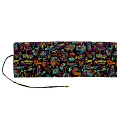 Multicolored Doodle Abstract Colorful Multi Colored Roll Up Canvas Pencil Holder (m) by Grandong