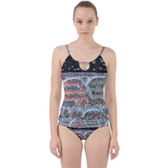Abstract Painting Space Cartoon Cut Out Top Tankini Set by Grandong