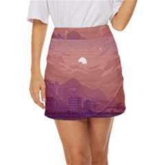 Aesthetic Pixel Art Landscape Mini Front Wrap Skirt by Sarkoni