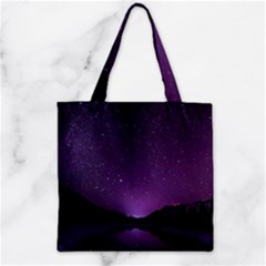 Dark Purple Aesthetic Landscape Zipper Grocery Tote Bag by Sarkoni