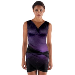 Dark Purple Aesthetic Landscape Wrap Front Bodycon Dress by Sarkoni