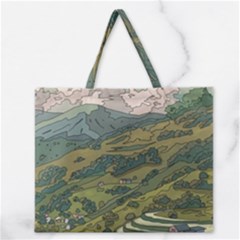 Anime Scenery Drawing Sky Landscape Cloud Cartoon Zipper Large Tote Bag by Sarkoni