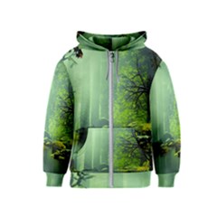 Trees Forest Artwork Nature Beautiful Landscape Kids  Zipper Hoodie by Sarkoni