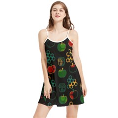 Apples Honey Honeycombs Pattern Summer Frill Dress by Sarkoni
