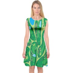 Golf Course Par Golf Course Green Capsleeve Midi Dress by Sarkoni