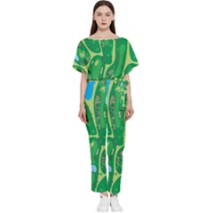 Golf Course Par Golf Course Green Batwing Lightweight Chiffon Jumpsuit by Sarkoni