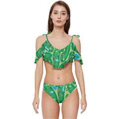 Golf Course Par Golf Course Green Ruffle Edge Tie Up Bikini Set	 by Sarkoni