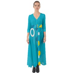 Blue Yellow Abstraction, Creative Backgroun Button Up Boho Maxi Dress by nateshop
