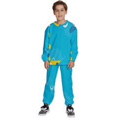 Blue Yellow Abstraction, Creative Backgroun Kids  Sweatshirt Set by nateshop