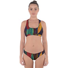 Leaves, Colorful, Desenho, Falling, Cross Back Hipster Bikini Set by nateshop