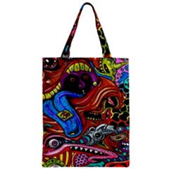 Psychedelic Trippy Hippie  Weird Art Zipper Classic Tote Bag by Sarkoni