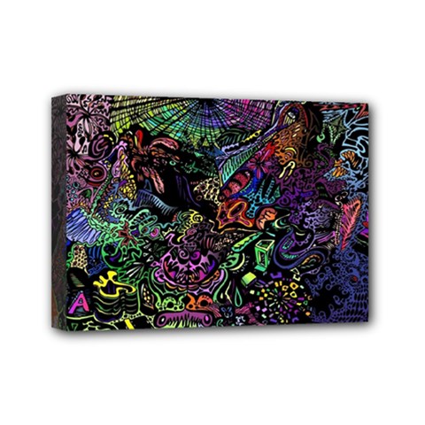 Trippy Dark Psychedelic Mini Canvas 7  X 5  (stretched) by Sarkoni