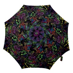 Trippy Dark Psychedelic Hook Handle Umbrellas (large) by Sarkoni