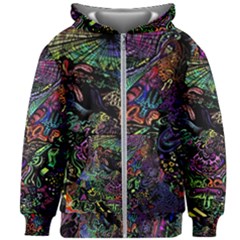 Trippy Dark Psychedelic Kids  Zipper Hoodie Without Drawstring by Sarkoni