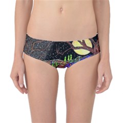 Nature Moon Psychedelic Painting Classic Bikini Bottoms by Sarkoni