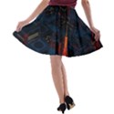Architecture City Pixel Art A-line Skater Skirt View2
