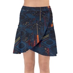 Architecture City Pixel Art Wrap Front Skirt by Sarkoni