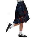 Architecture City Pixel Art Kids  Ruffle Flared Wrap Midi Skirt View3
