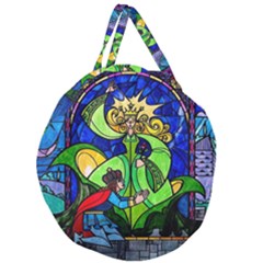 Beauty And The Beast Stained Glass Rose Giant Round Zipper Tote by Sarkoni