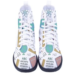 School Subjects And Objects Vector Illustration Seamless Pattern Kid s High-top Canvas Sneakers by Grandong