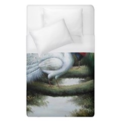 Canvas Oil Painting Two Peacock Duvet Cover (single Size) by Grandong