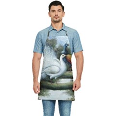 Canvas Oil Painting Two Peacock Kitchen Apron by Grandong