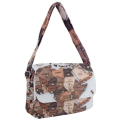3d Vintage World Map Courier Bag by Grandong