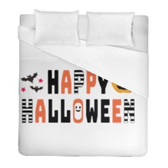 Happy Halloween Slot Text Orange Duvet Cover (full/ Double Size) by Sarkoni