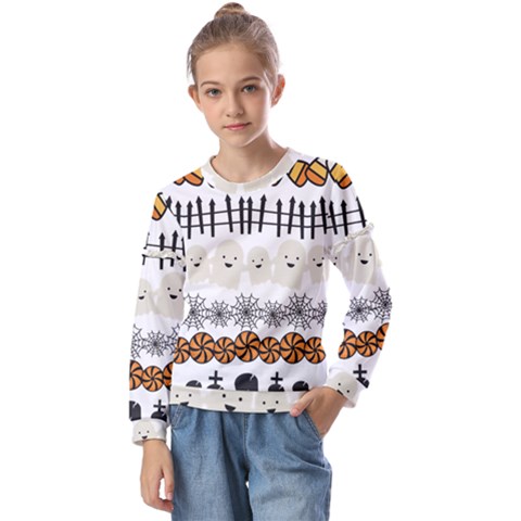 Halloween Holidays Kids  Long Sleeve T-shirt With Frill  by Sarkoni