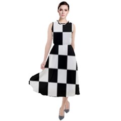Black White Chess Board Round Neck Boho Dress by Ndabl3x