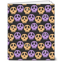 Halloween Skull Pattern 8  X 10  Hardcover Notebook by Ndabl3x