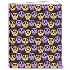 Halloween Skull Pattern 8  X 10  Softcover Notebook by Ndabl3x