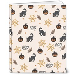 Cat Halloween Pattern 8  X 10  Hardcover Notebook by Ndabl3x