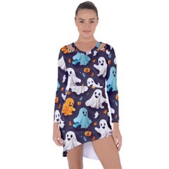 Ghost Pumpkin Scary Asymmetric Cut-out Shift Dress by Ndabl3x