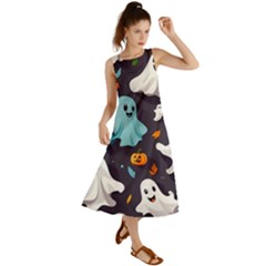 Ghost Pumpkin Scary Summer Maxi Dress by Ndabl3x