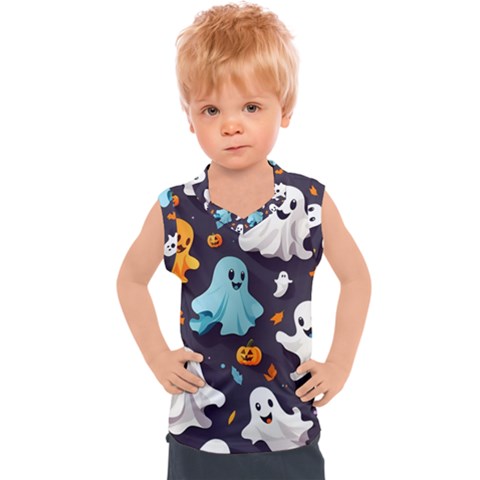 Ghost Pumpkin Scary Kids  Sport Tank Top by Ndabl3x