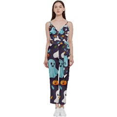 Ghost Pumpkin Scary V-neck Camisole Jumpsuit by Ndabl3x