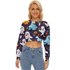 Ghost Pumpkin Scary Lightweight Long Sleeve Sweatshirt by Ndabl3x