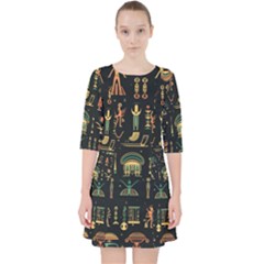 Hieroglyphs Space Quarter Sleeve Pocket Dress by Ndabl3x