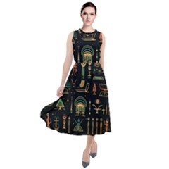 Hieroglyphs Space Round Neck Boho Dress by Ndabl3x