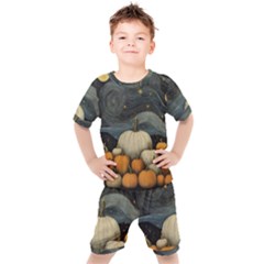 Pumpkin Halloween Kids  T-shirt And Shorts Set by Ndabl3x