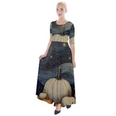 Pumpkin Halloween Half Sleeves Maxi Dress by Ndabl3x