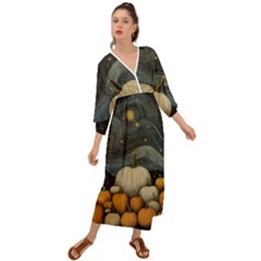 Pumpkin Halloween Grecian Style  Maxi Dress by Ndabl3x