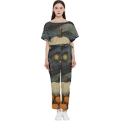 Pumpkin Halloween Batwing Lightweight Chiffon Jumpsuit by Ndabl3x